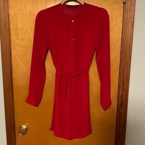 Great holiday dress! 100% silk Marissa Webb red mini shirtdress